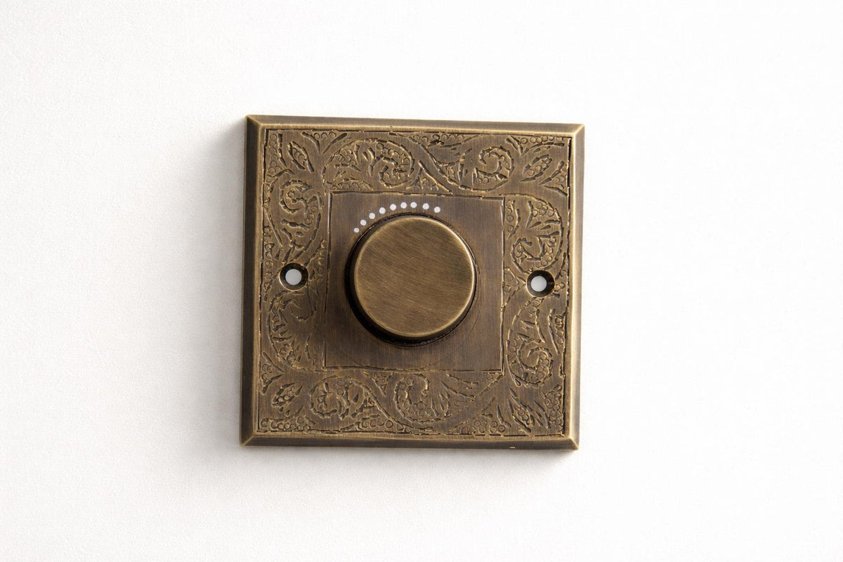 Interrupteur à variateur en laiton massif gravé à la main | Interrupteur en laiton non laqué | Quincaillerie murale vintage de luxe