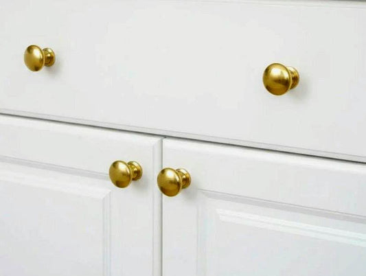 Bouton de meuble vintage en laiton non laqué | Bouton de tiroir rond en laiton brut massif | Quincaillerie de luxe pour meubles,par lots