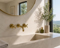 robinet de lavabo mural en laiton de luxe | Mitigeur moderne pour lavabo de salle de bain | Poignées croisées élégantes