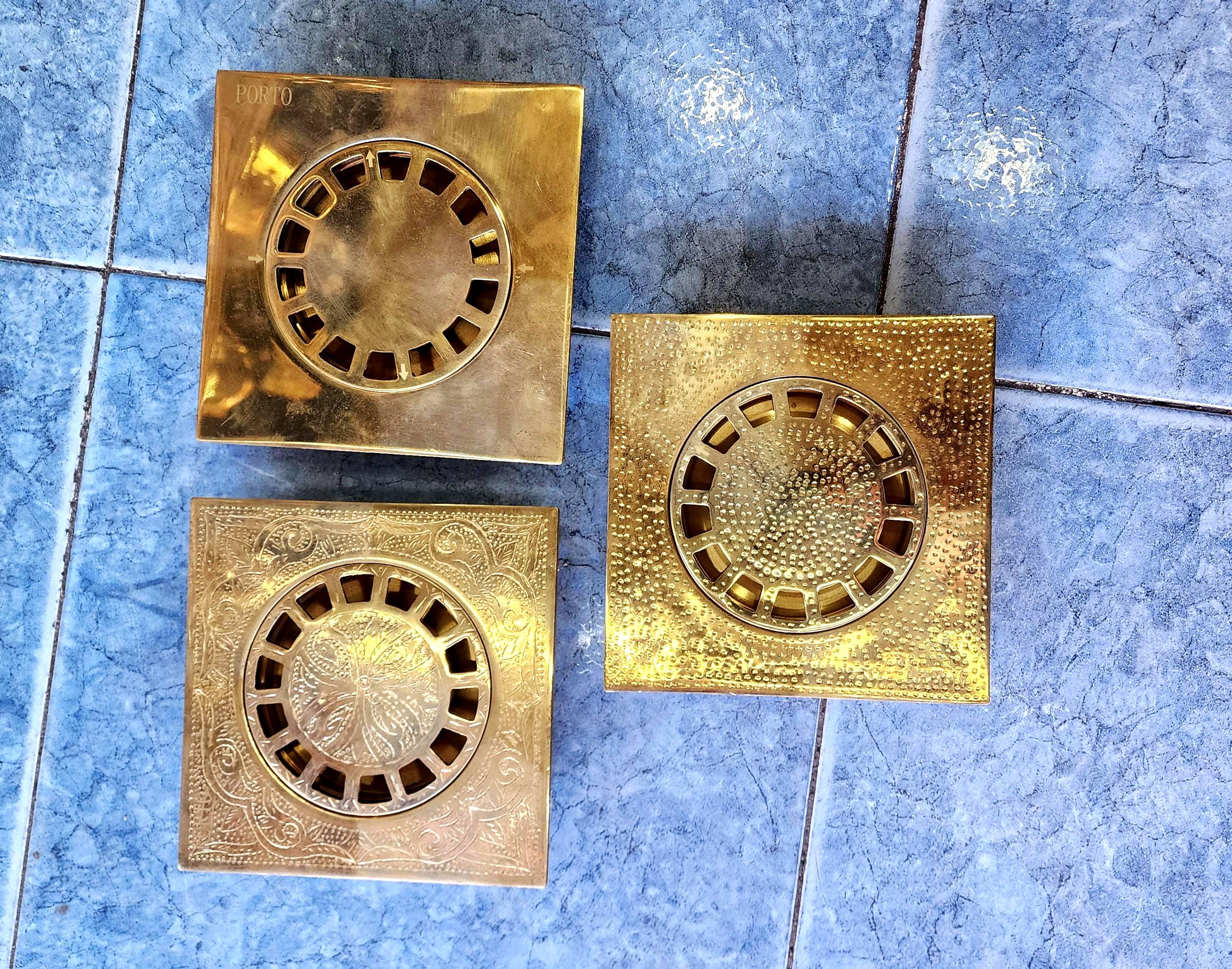 Grille d'évacuation de douche carré en laiton,Siphon fait main en laiton non verni avec couvercle amovible