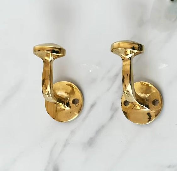 Unlacquered brass wall hook: coat and towel hook, handmade solid brass wall hooks, brass coat rack