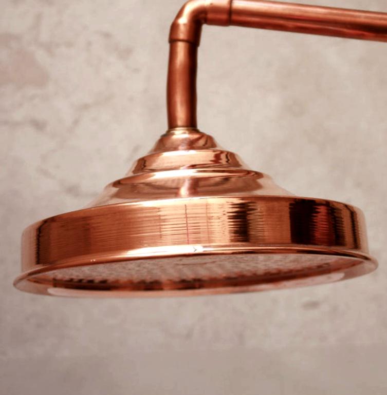 Pommeau de douche extérieure en cuivre artisanal – douchette a effet de pluie -Douche de jardin & terrasse