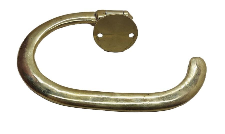 Handmade brass toilet paper holder, engraved unlacquered brass toilet paper holder, brass toilet paper dispenser