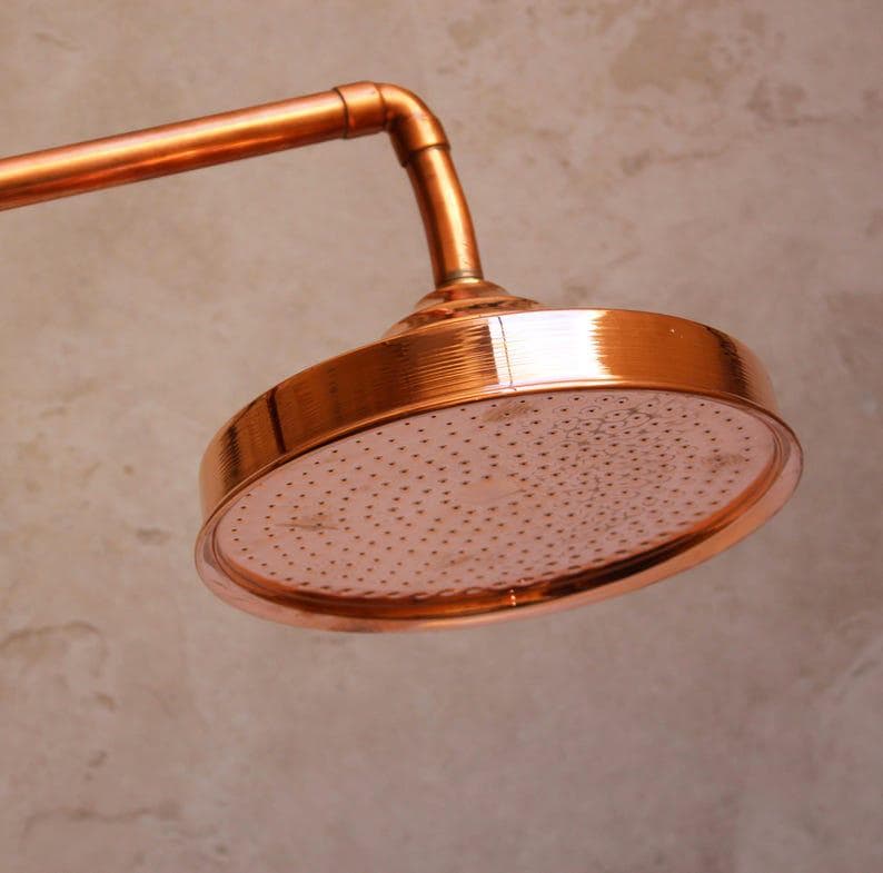 Handcrafted Copper Outdoor Shower Head – rain effect hand shower -Garden & patio shower