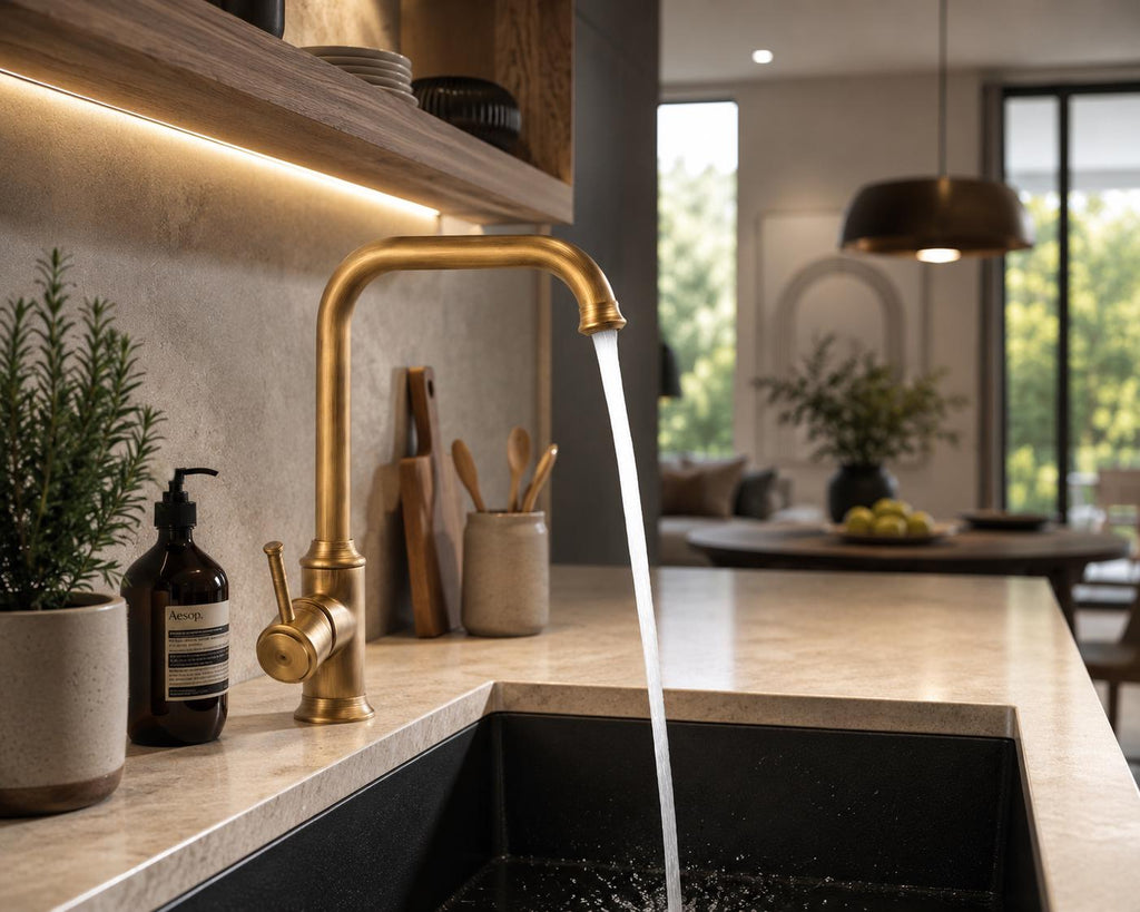 Robinet de cuisine style ancien en laiton massif – finition bronze premium-robinet pivotant en laiton massif