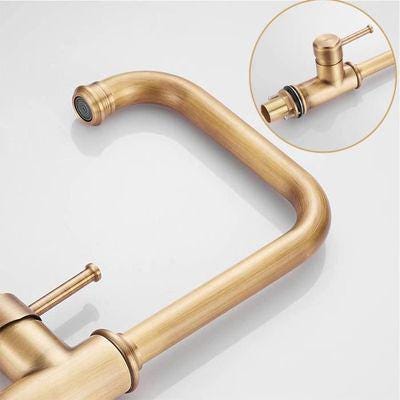 Robinet de cuisine style ancien en laiton massif – finition bronze premium-robinet pivotant en laiton massif