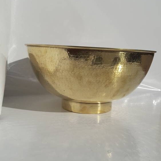 Lavabo en laiton non vernis martelé à la main | Lavabo en cuivre pour salle de bain moderne | Lavabo rond à poser | Décoration intérieure