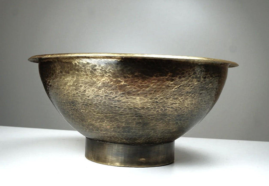 vasque marocaine en laiton massif martelé non laqué ,Lavabo fabriqué à la main en laiton non laqué, évier en laiton à poser
