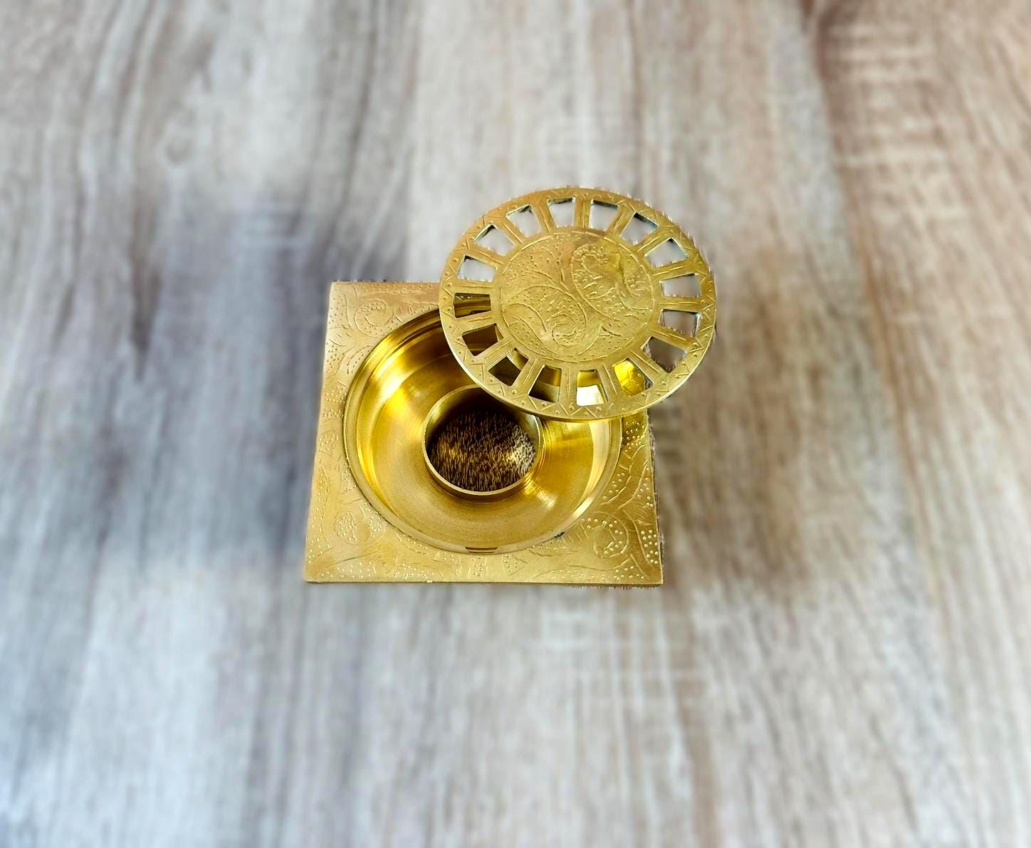 Siphon de douche en laiton non laqué, Grille de siphon de sol gravé, couvercle de siphon de salle de bain  vintage| siphon de sol