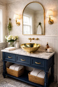Lavabo en laiton non vernis martelé à la main | Lavabo en cuivre pour salle de bain moderne | Lavabo rond à poser | Décoration intérieure