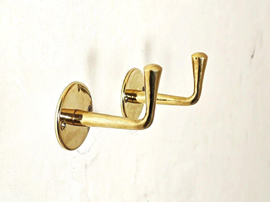 Lot 2 Handmade L-shaped Brass Wall Hooks, Set of 2 Unlacquered Brass Hooks, Handmade Wall Hooks.