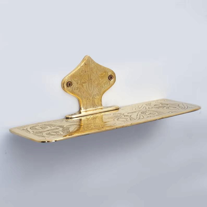 Étagère de Salle de Bain en Laiton Gravé ,Fait Main,Élégance Artisanale ,décoration intérieur