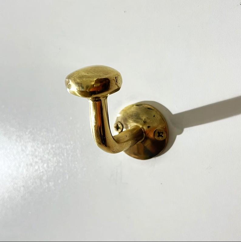 Unlacquered brass wall hook: coat and towel hook, handmade solid brass wall hooks, brass coat rack