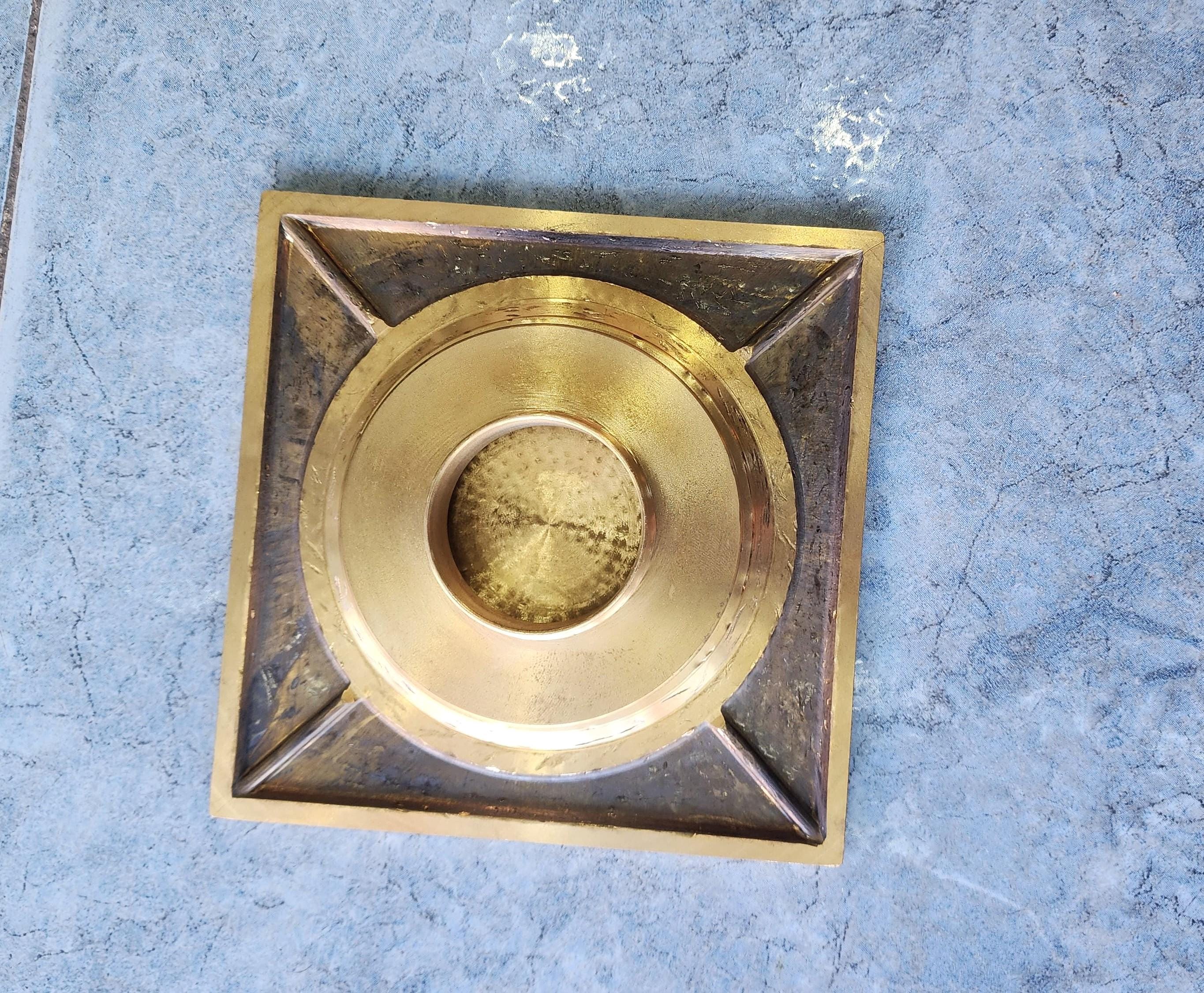 Grille d'évacuation de douche carré en laiton,Siphon fait main en laiton non verni avec couvercle amovible