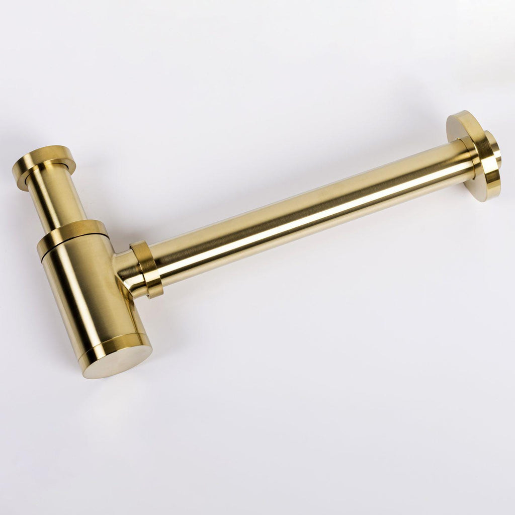 siphon en P, laiton massif, laiton non laqué, drain de lavabo, bouchon escamotable, vidage de salle de bain et laiton brut