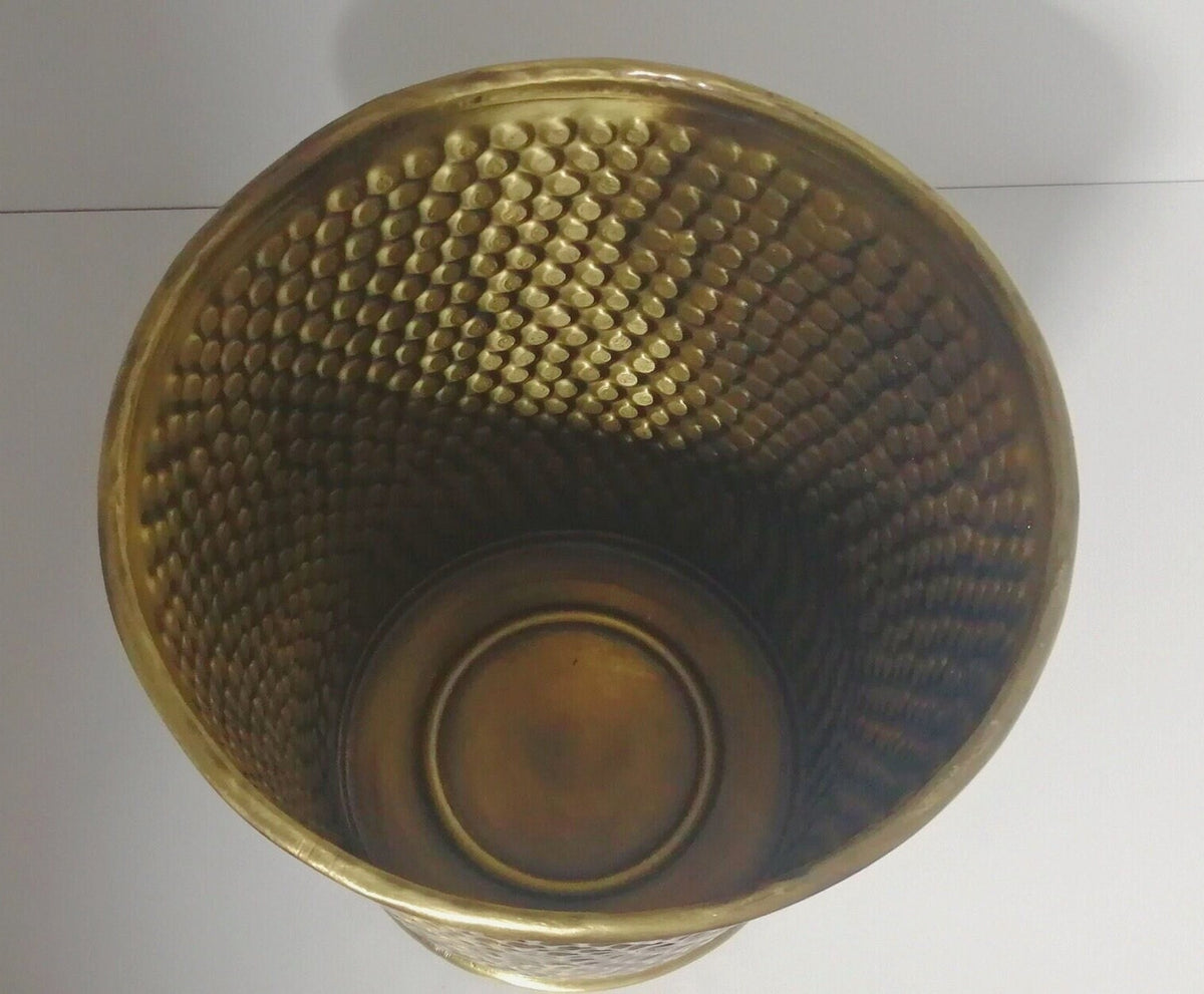 Hammered Gold Metal Waste Bin | Luxury Bathroom Trash Can Decor | Modern Metal Storage Basket
