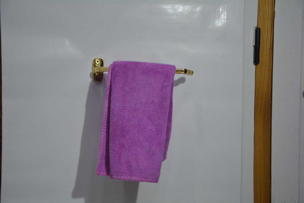 Handmade brass towel rail, engraved unlacquered brass toilet paper holder, brass toilet roll holder