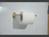 Handmade brass towel rail, engraved unlacquered brass toilet paper holder, brass toilet roll holder