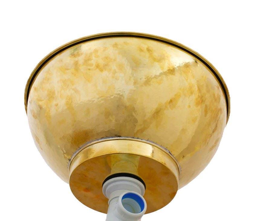 Lavabo en laiton non vernis martelé à la main | Lavabo en cuivre pour salle de bain moderne | Lavabo rond à poser | Décoration intérieure