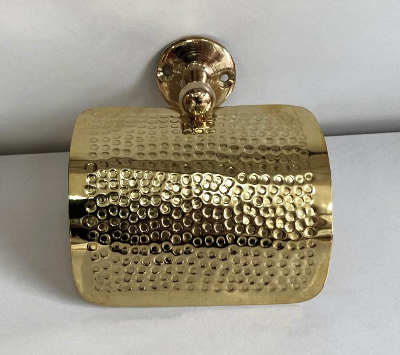 Porte-papier hygiénique en laiton martelé  à la main,Porte-rouleau de papier toilette en laiton |Accessoires muraux pour salle de bain