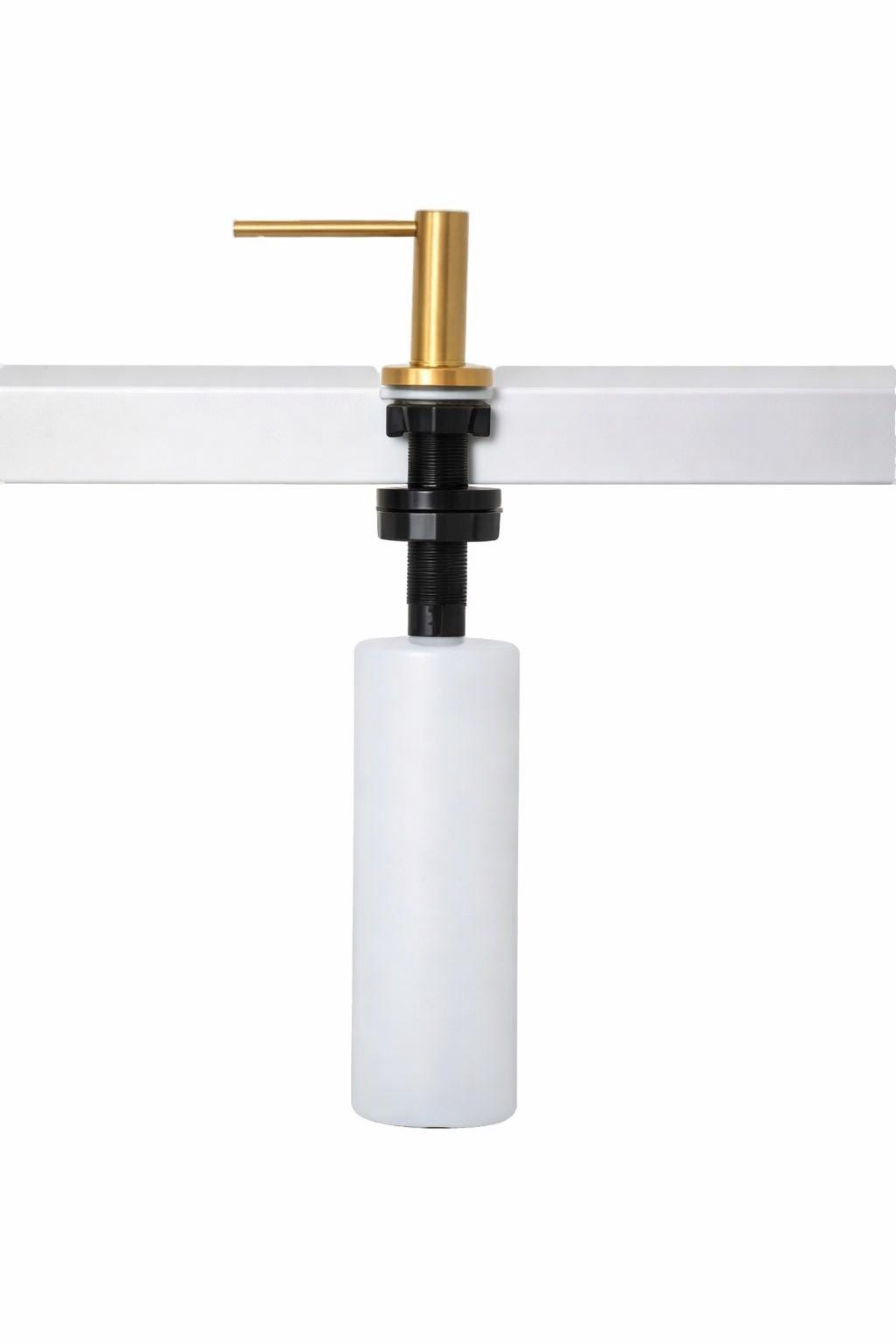 Pompe à savon de cuisine en laiton verni – Distributeur de savon haut de gamme – Accessoire d’évier élégant et durable