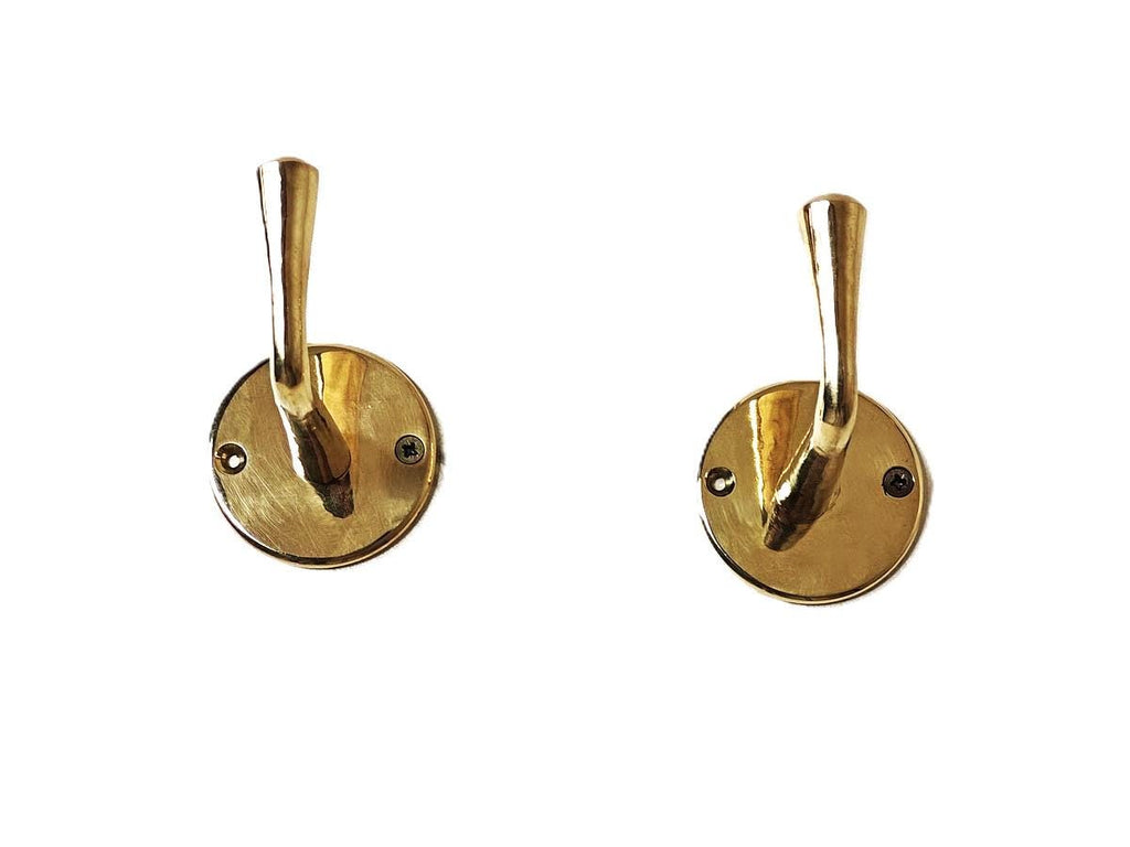 Lot 2 Handmade L-shaped Brass Wall Hooks, Set of 2 Unlacquered Brass Hooks, Handmade Wall Hooks.