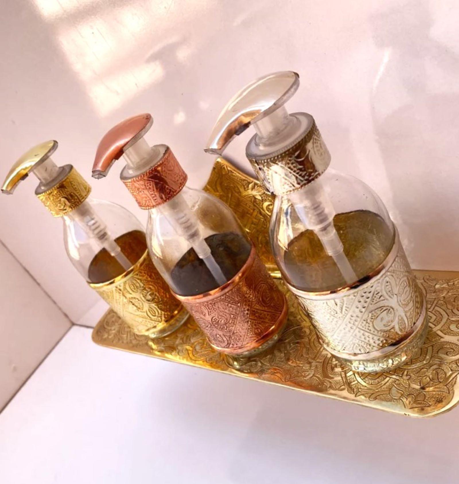 distributeur savons liquide en verre élégant ,lot de 2 Porte-savon à vaisselle élégant pour cuisines et salles de bains