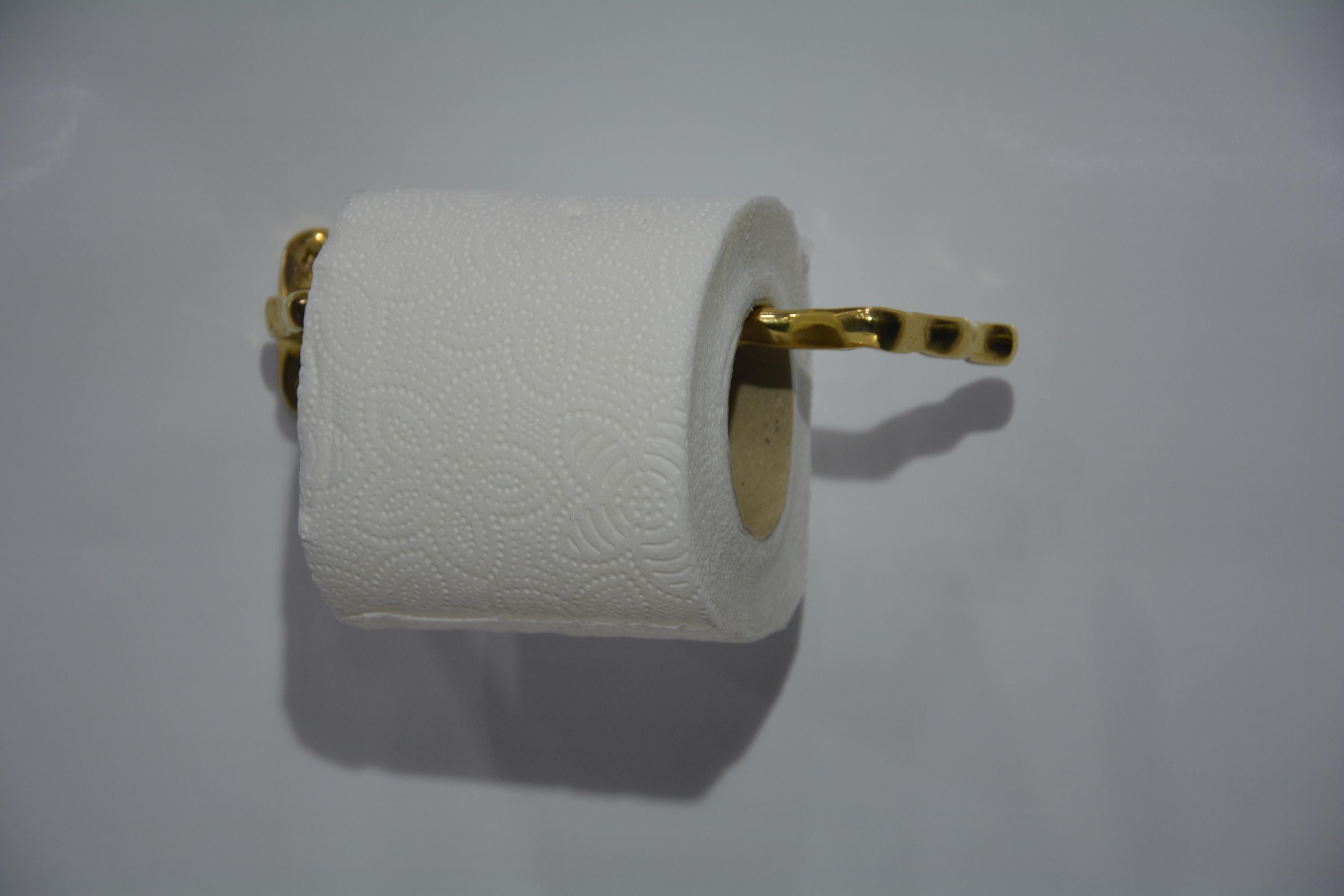 Porte serviette en laiton fait main,support papier wc en laiton non laqué gravé dérouleur papier wc laiton