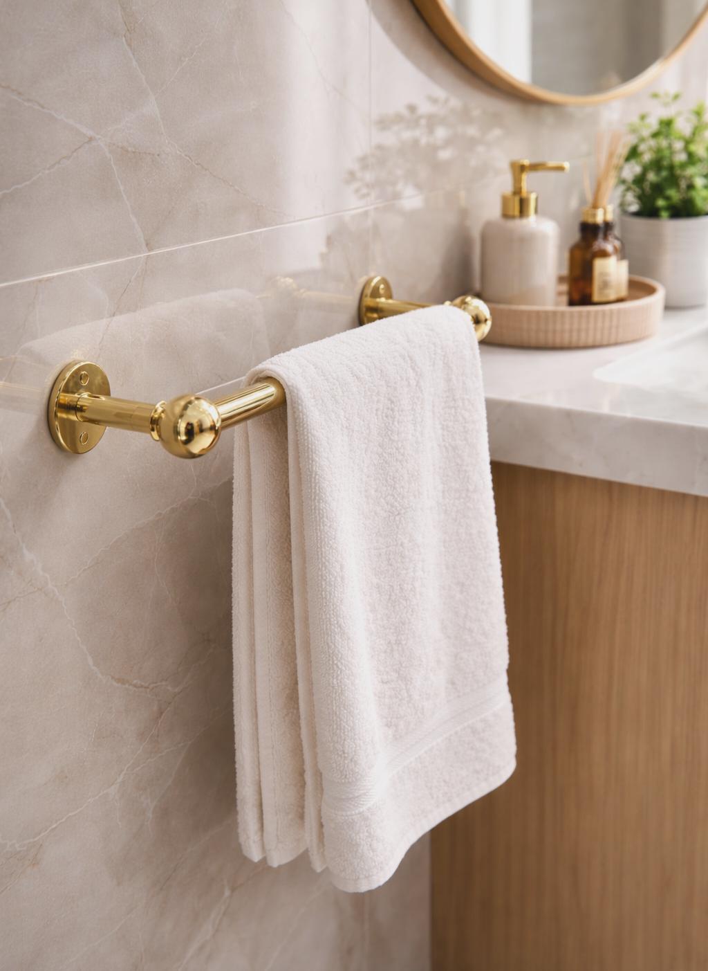 Porte-serviette en laiton massif mural classique pour salle de bain | Porte-serviette vintage | Décoration luxueuse en laiton