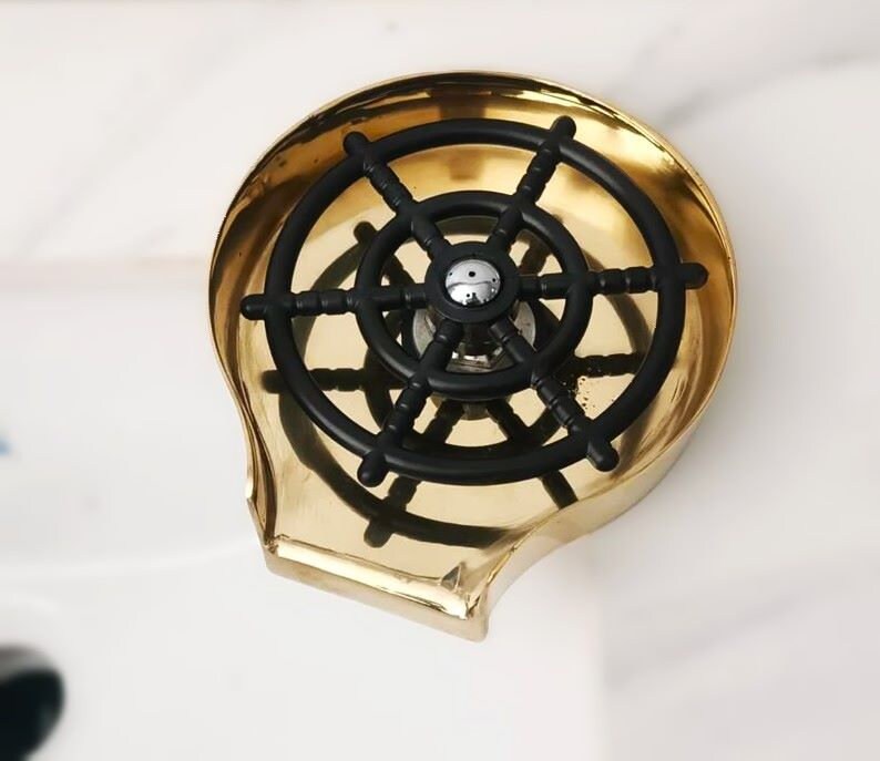 Unfinished brass glass rinser for kitchen sink, kitchen accessories, bar glass rinser, Unfinished brass glass rinser