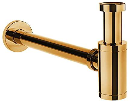 siphon en P, laiton massif, laiton non laqué, drain de lavabo, bouchon escamotable, vidage de salle de bain et laiton brut