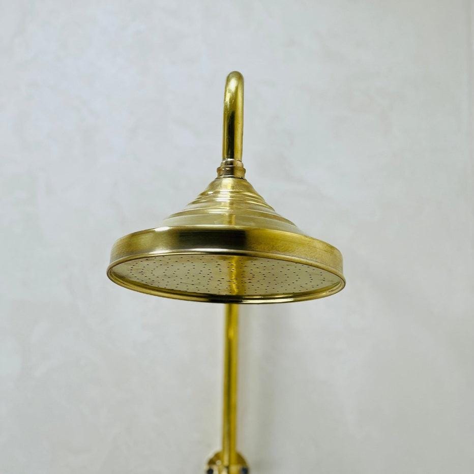 Ensemble robinet Douche en laiton  non verni avec pomme de douche en cuivre.Système de douche en laiton non laqué, système de douche