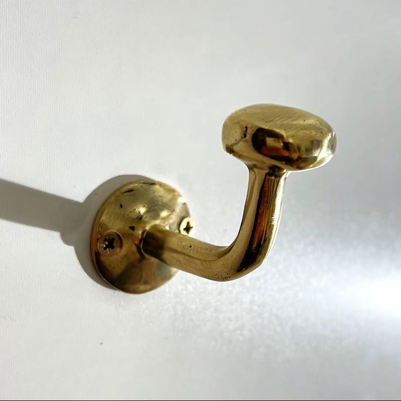 Unlacquered brass wall hook: coat and towel hook, handmade solid brass wall hooks, brass coat rack