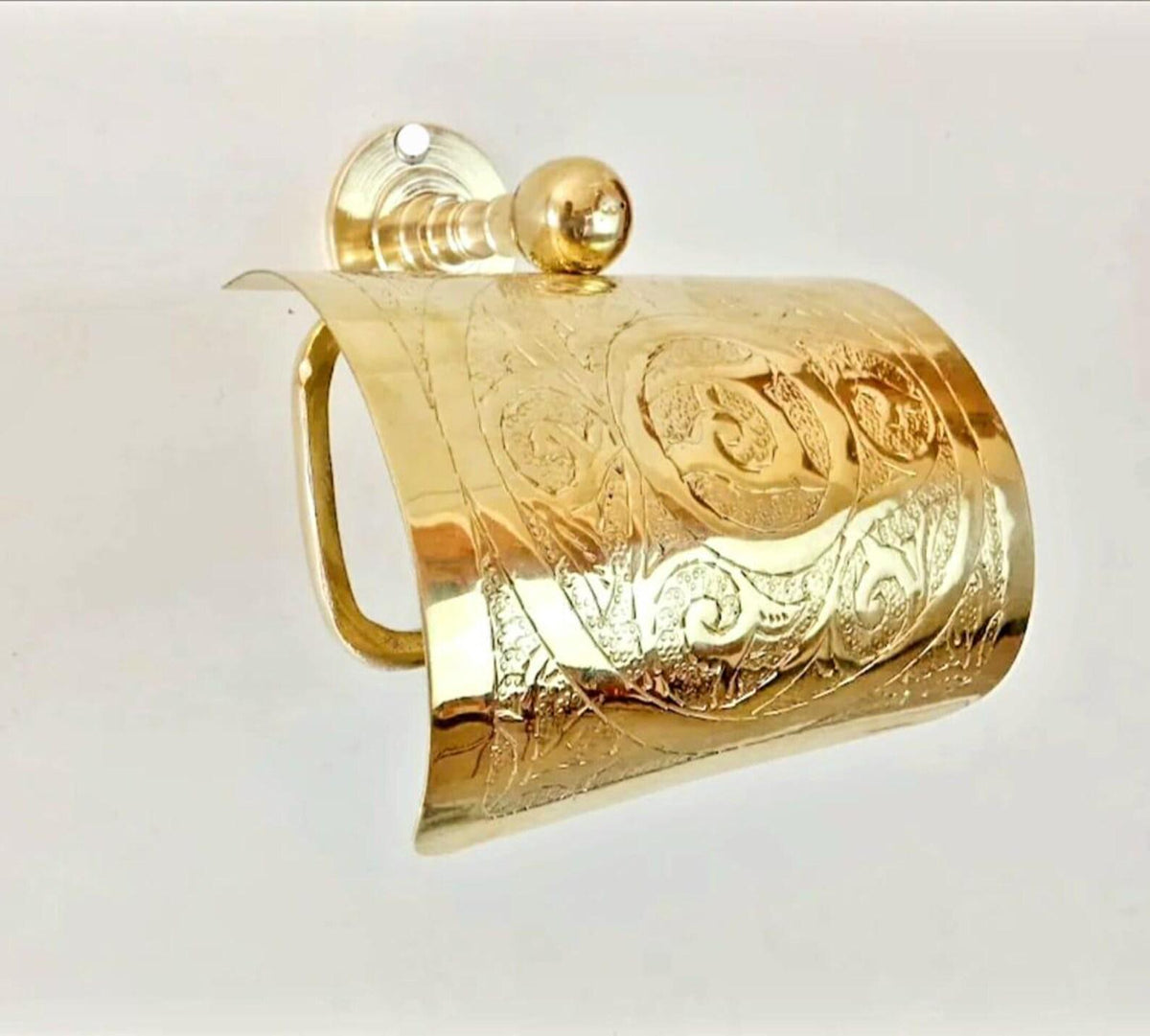 Porte-papier hygiénique en laiton gravé à la main,Porte-rouleau de papier toilette en laiton |Accessoires muraux vintage pour salle de bain
