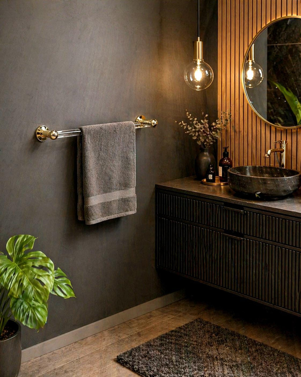 Porte-serviettes en acrylique lucite-Porte Serviette Mural Lucite et  Laiton – Accessoire Salle de Bain luxe
