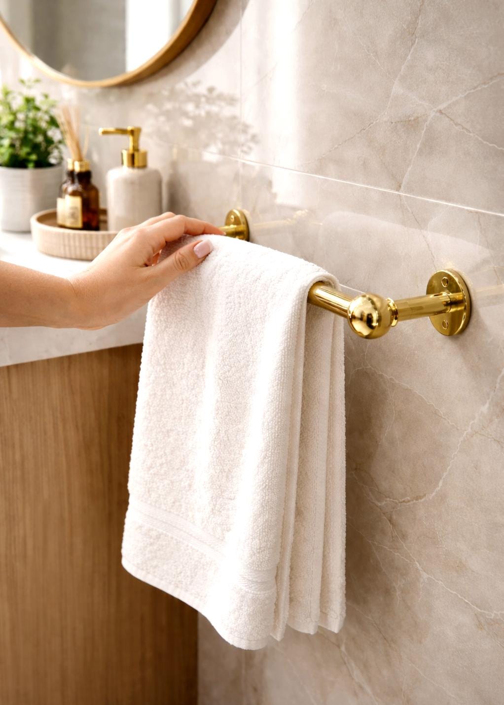 Porte-serviette en laiton massif mural classique pour salle de bain | Porte-serviette vintage | Décoration luxueuse en laiton