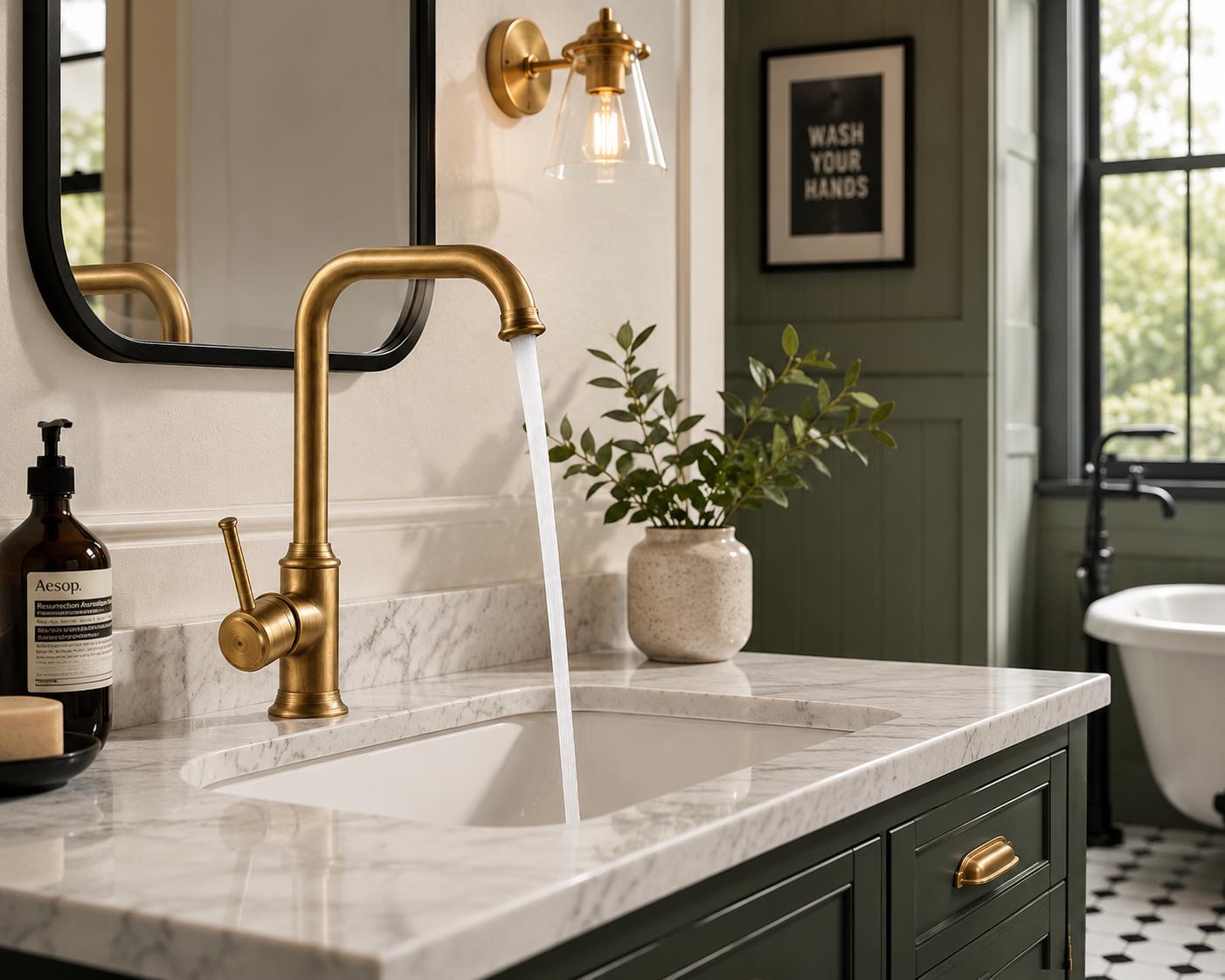 Robinet de cuisine style ancien en laiton massif – finition bronze premium-robinet pivotant en laiton massif