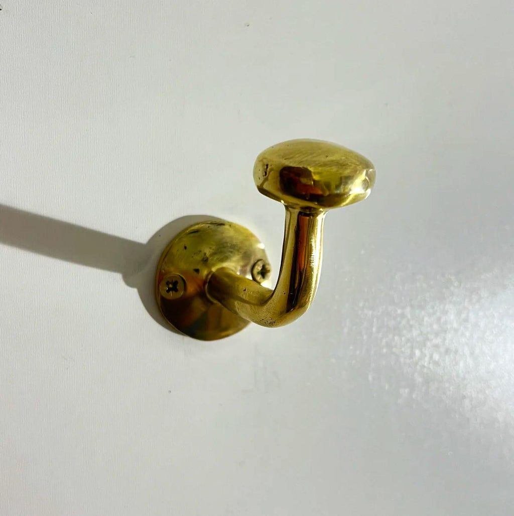 Unlacquered brass wall hook: coat and towel hook, handmade solid brass wall hooks, brass coat rack
