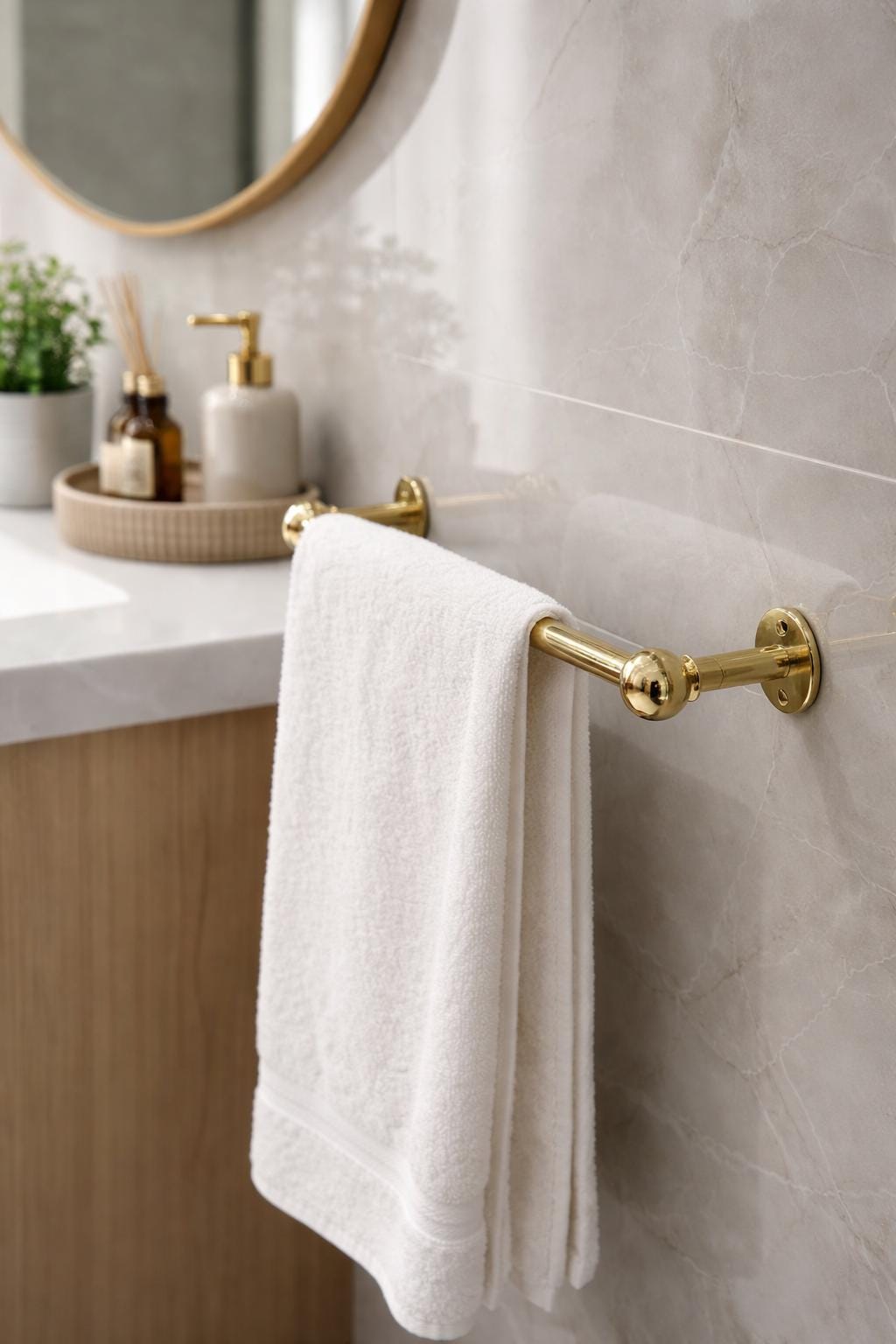 Porte-serviette en laiton massif mural classique pour salle de bain | Porte-serviette vintage | Décoration luxueuse en laiton