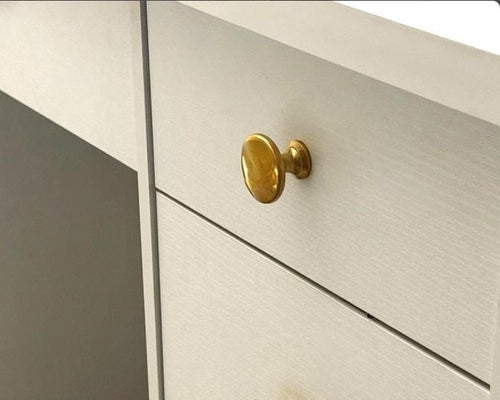 Bouton de meuble vintage en laiton non laqué | Bouton de tiroir rond en laiton brut massif | Quincaillerie de luxe pour meubles,par lots
