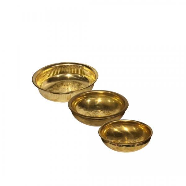 Set of 2 engraved brass bowls, handmade Moroccan hammam copper bowl