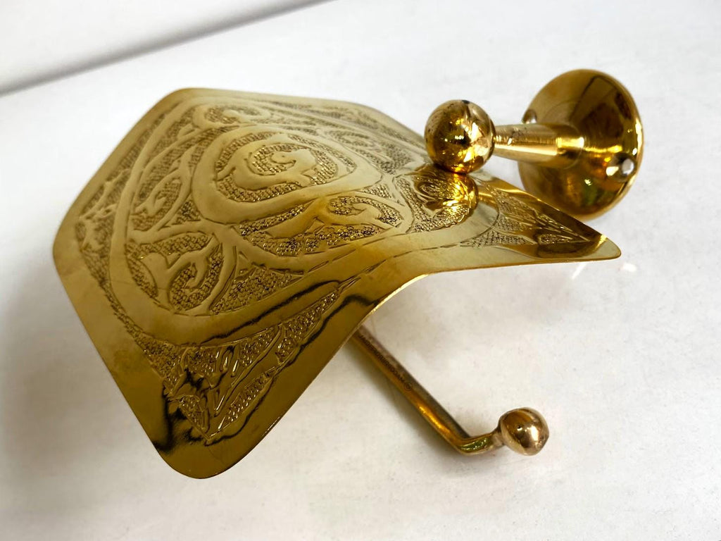 Porte-papier hygiénique en laiton gravé à la main,Porte-rouleau de papier toilette en laiton |Accessoires muraux vintage pour salle de bain