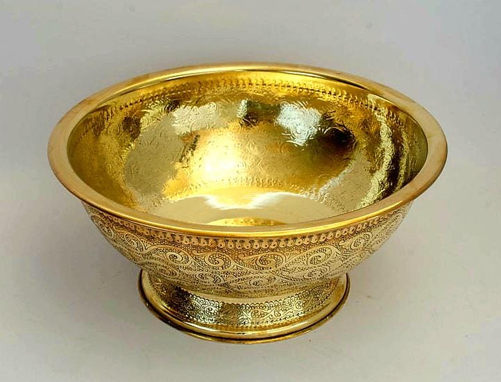 vasque marocaine en laiton massif gravé non laqué ,Lavabo fabriqué à la main en laiton non laqué, évier en laiton à poser
