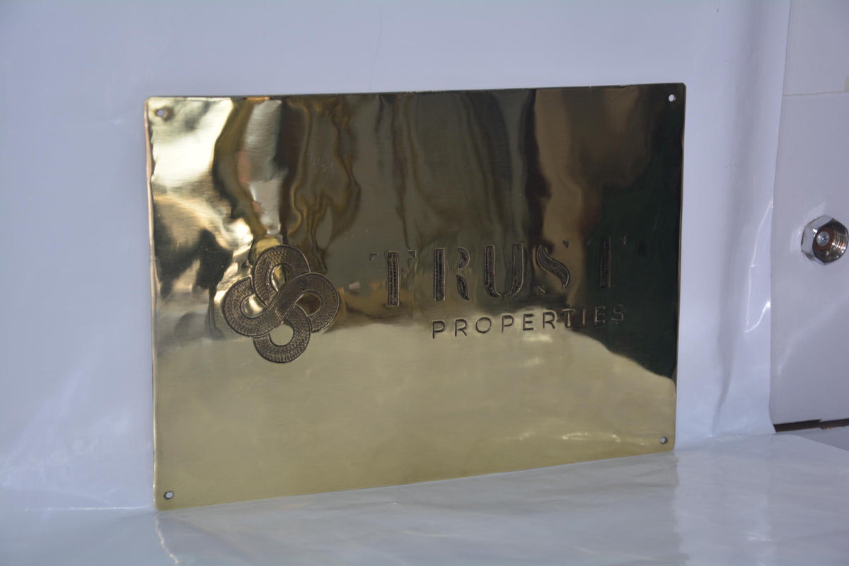 Personalized brass house plaque, custom handmade decorative plaque, mailbox plaque
