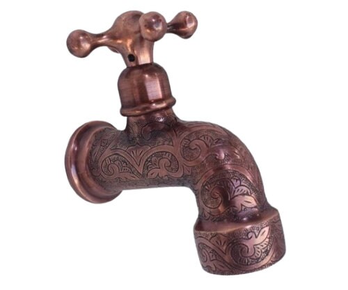 Robinet eau froide en laiton gravé Hammam et Spa ,Robinet de cuisine en cuivre à col de cygne