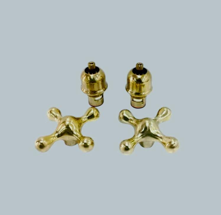 Tête de robinet en croix – lot de 2 -Style ancien – Fabrication artisanale