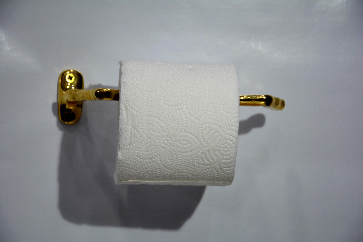 Porte serviette en laiton fait main,support papier wc en laiton non laqué gravé dérouleur papier wc laiton