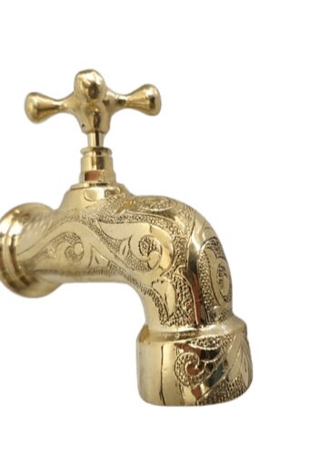 Robinet eau froide en laiton gravé Hammam et Spa ,Robinet de cuisine en cuivre à col de cygne