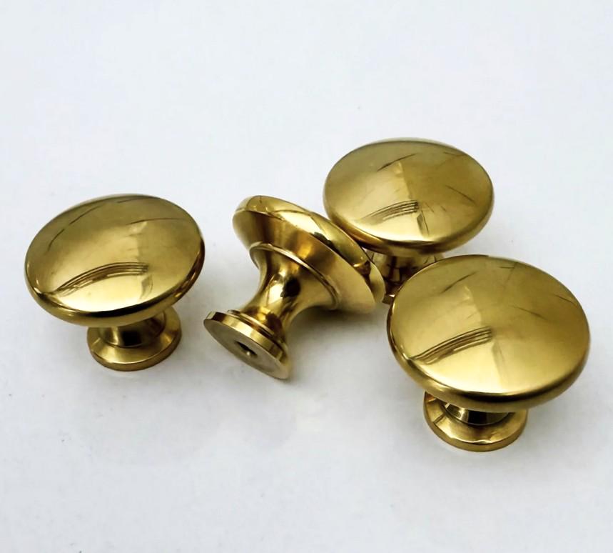 Bouton de meuble vintage en laiton non laqué | Bouton de tiroir rond en laiton brut massif | Quincaillerie de luxe pour meubles,par lots