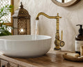 Robinet de Lavabo Antique en Laiton Massif – Design Vintage Élégant-gravé en cuivre -robinet d'évier de cuisine